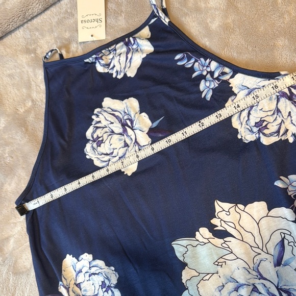 Sherosa || NWT Floral Navy Blue Top (M) - Picture 8 of 9